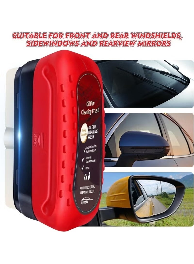 فرشاة تنظيف زجاج السيارة متعددة الوظائف لإزالة طبقة الزيت والبخار - ماسحة قوية لمرآة السيارة والزجاج الأمامي والخلفي - قدرة عالية على إزالة البقع والشحوم وتحسين الرؤية - تصميم مريح وسهل الاستخدام أثناء القيادة (3 قطعة ) - Image 2